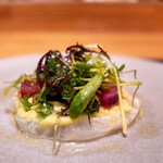 ARMONICO - １週間熟成したヒラメのカルパッチョ　緑のガスパチョソース　ミスティカンツァ