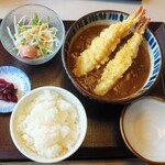 Mansaku - スパイシー海老天カレーうどんご飯セット