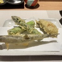 浜松町 鮨 すし門 - 二の天（わかさぎ、アスパラ、牡蠣）