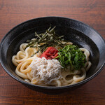 紀州大玉梅とシラスと大葉の冷たいうどん