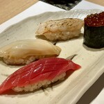 新宿 鮨 ふくじゅ - 赤身、赤貝、海老、いくら