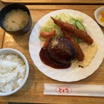 とくら - ハンバーグとエビフライランチ150g ¥1320-(2024/03/14)