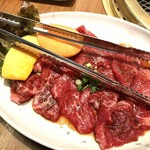 焼肉ハウス香洛園 - ヘルシーロース定食¥1350内　中ロース120g、サラダ、ライス、スープ、漬物