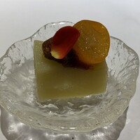 吉祥寺 鮨 天ぷら いわい - 芋羊羹　干し柿のピュレと炊いた金柑