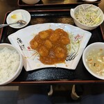 238788689 - 【2024.3.15(金)】7.エビチリセット（エビチリ＋ライス＋スープ＋野菜サラダ＋杏仁豆腐）968円