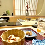 青空 - 虎河豚白子と追加の鮟肝、そしてマイヤーレモンハイボール