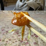 中国料理 鮮菜 - エビチリ。ちゃんとスパイシー。辛いので苦手な方は対策を。私も口に入れてびっくりしました。甘いの想像してたので。プリンだと思ったら卵豆腐だった位驚きました（笑）