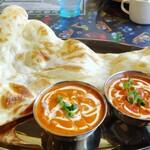 Indo Kari Sathi - バターチキンとエビカレー