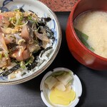 上の山亭 - あじ丼（1,480円）大盛り（250円増し）