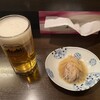 菜香餃子房 - 生ビール、かきの紹興酒漬け