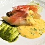 はなう - イタリア ヴェネト産ホワイトアスパラガスとハモン・デ・テルエル ボルツァーノソース