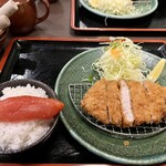 かつ銀 - 1本丸ごとめんたいこご飯ロースカツ定食