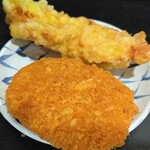 松下製麺所 - 鶏天＆コロッケ