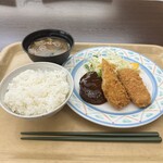 名城食堂 - セット(てり焼きハンバーグとコロッケとイカフライ)