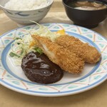 名城食堂 - セット(てり焼きハンバーグとコロッケとイカフライ)