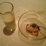 アミューズ　タコとカブの和えものとさつまいものスープ