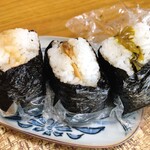 Omusubiya Minamoto - ねぎみそ、あさりしぐれ、ピリ辛高菜