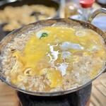 すき焼･鍋物 なべや - かきみそ鍋 雑炊 食べ頃