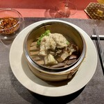 Ji-Cube - 本日の蒸し野菜 大黒舞茸 茄子 茎ブロッコリ 白藍（白菜とキャベツ（甘藍）の交配種） 湯葉