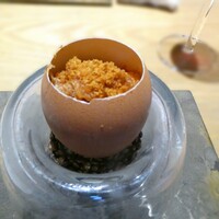 RESTAURANT hidamarino - アミューズ　卵黄・ずわい蟹・白菜