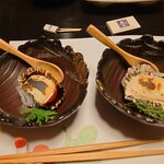 ふぐ料理　五作荘 - 焼き白子、醤油ベースと塩の二種