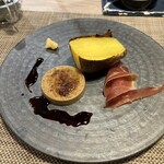 大阪 天ぷら さく - さつま芋の天麩羅 フォアグラ