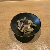 鮨 麻生 平尾山荘 - あら 皮 アスパラ 椎茸