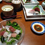 Tsukiji Sushi Sei - ランチコースの海鮮サラダとお造り