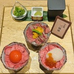 精肉卸問屋直営 焼肉ホルモン 肉匠 牛次郎 - とろニク丼三姉妹♥️