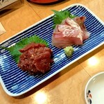 焼酎と手しごと料理の店　まさや - 本鮪山葵和えと桜鯛昆布締め