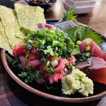 とみ - 鰹、ネギトロ、カンパチ刺身盛り合わせ