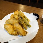 松光 - 白子と牡蠣の天ぷら