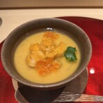 鮨白 - いくらとウニを乗せたのれそれの茶碗蒸し