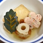 玉の湯旅館 - 朝食（挽肉入り油揚げ等の煮物）