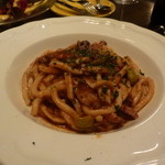 イカリヤ食堂 - 140113ピーチイノシシばら肉とオリーブ煮込みラグーソース