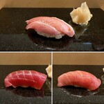 鮨鷹 - 大間産大トロ、塩釜産赤身＆中トロ