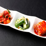 Assortment of 3 types of kimchi