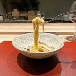 パルコ フィエラ - 自家製タヤリン（薪焼きあわびだけ＆たもぎだけ、発酵菊芋ソース） 