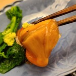 緒方 - ②赤貝(山口県宇部産)
                                独特な香りは強い閖上産とは異なり穏やかな香り、それでも大型なので鉄分を含む旨みはしっかりとありますが、癖はなく瀬戸内らしさを感じます 