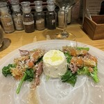 Bistro Soruto - 玉ねぎのムース、ホタルイカ、菜の花、ラヴィゴットソース