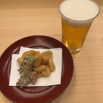 味ひろ - 小柱と穂紫蘇揚げ