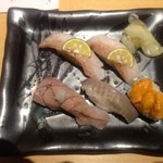 おたる政寿司 本店 - きんき・炙り中トロ・ﾋﾗﾒのｴﾝｶﾞﾜ・海水うに