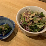 うみからそらへ - 定食セット　サラダ（ゴマドレッシング）・ほうれん草のおひたし