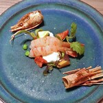 Osteria Benedetta - 佐渡ボタンエビとブッラータチーズ（半人前）