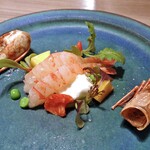 Osteria Benedetta - 佐渡ボタンエビとブッラータチーズ（半人前）