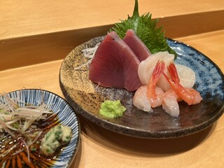 SUSHIDOKORO JUN - 刺身の盛り合（鰹・甘海老・帆立）