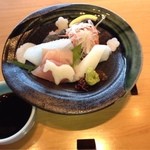 レストラン QUATRE CINQ (道後夢蔵) - よこわです。大根が芸術的