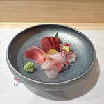 Sushi Rabo - お造り  鮪赤身、トロ、鯵、勘八