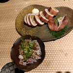 Aomori No Niku To Yasai Yadara Mexe - 下北の漬物「いか寿司」、鶏なんこつの梅水晶