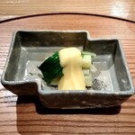 食堂うゆき - うるいとホワイトアスパラ　黄身酢掛け